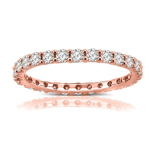 14K Rose Gold 1CT Shared Prong Eternity Band - Crestwood Jewelers