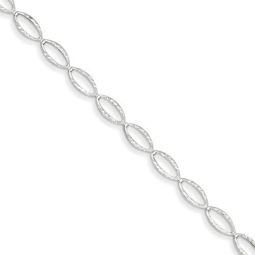 14k White Gold Polished Oval Link Bracelet - Crestwood Jewelers