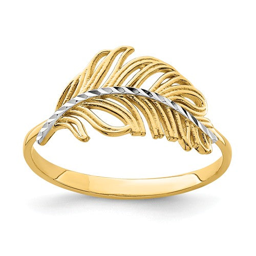 14K With White Rhodium Feather Ring - Crestwood Jewelers