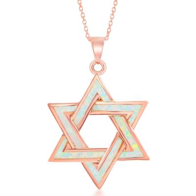 Rose Gold Overlay Opal Star of David Pendant - Crestwood Jewelers