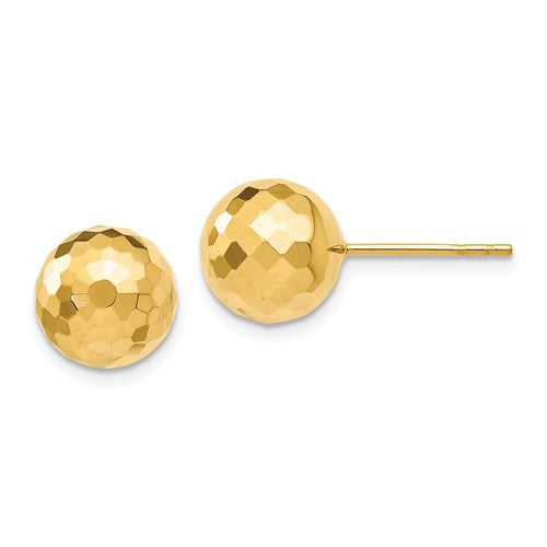 14k 9.4MM D/C Ball Earrings - Crestwood Jewelers