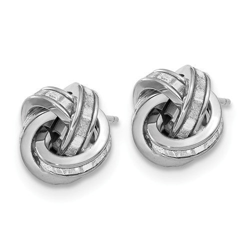 14K Polished Glimmer Infused Knot Earrings - Crestwood Jewelers