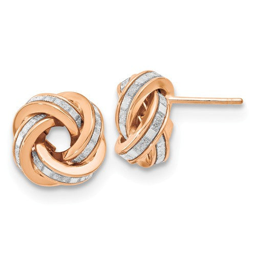 14K Polished Glimmer Infused Knot Earrings - Crestwood Jewelers