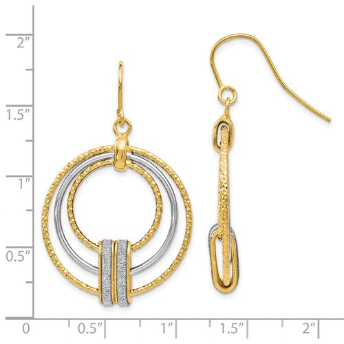 Leslies 14k Two-Tone Glimmer Infused Shepherd Hook Earrings - Crestwood Jewelers