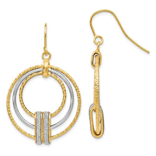 Leslies 14k Two-Tone Glimmer Infused Shepherd Hook Earrings - Crestwood Jewelers