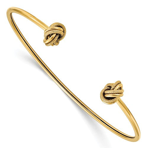 14K Polished And Textured Nautical Knot Flexible Cuff Bangle - Crestwood Jewelers