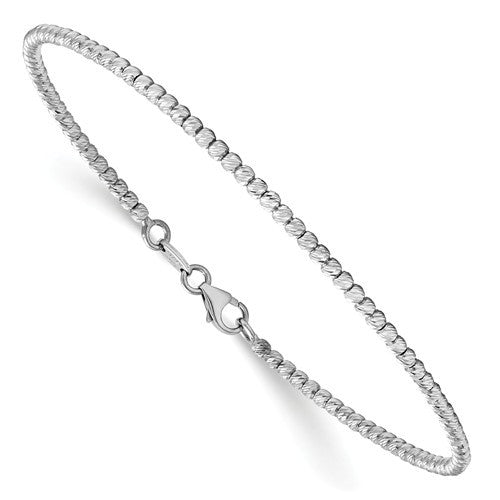 14K Polished Diamond Cut Beaded Flex Bangle Bracelet - Crestwood Jewelers