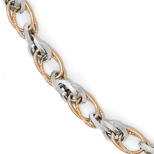14k Rose And White Gold Polished D/C Bracelet - Crestwood Jewelers