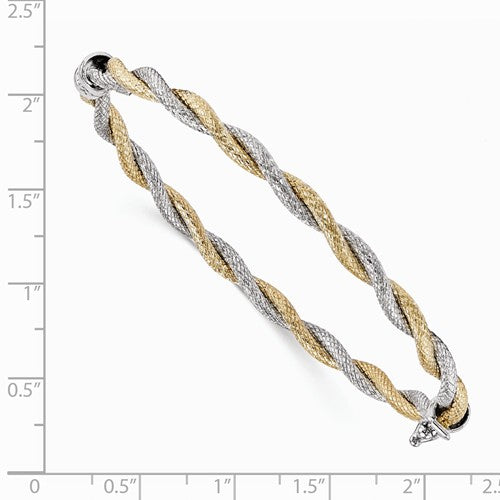 Leslie's 14k Two-Tone Textured Hinged Bangle - Crestwood Jewelers