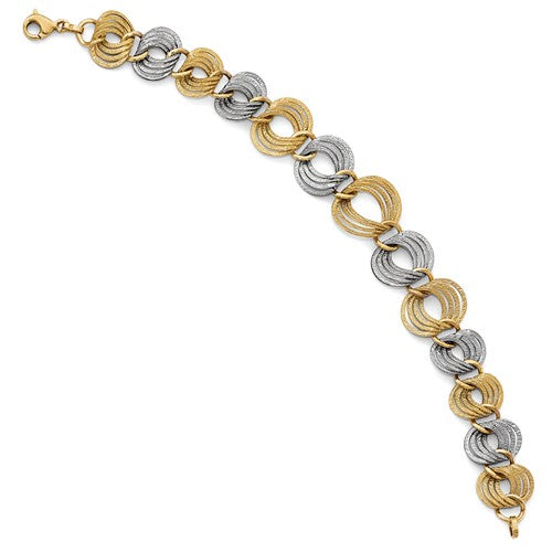 14k Two-Toned Fancy Bracelet - Crestwood Jewelers