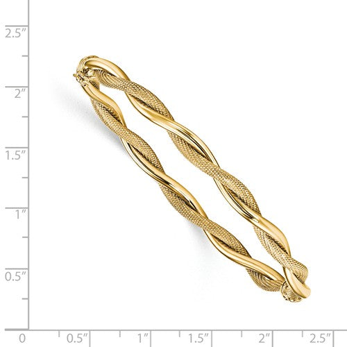 Leslies 14k Polished And Textured Twist Bangle - Crestwood Jewelers