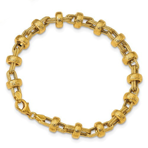 14K Textured Fancy Link Bracelet - Crestwood Jewelers
