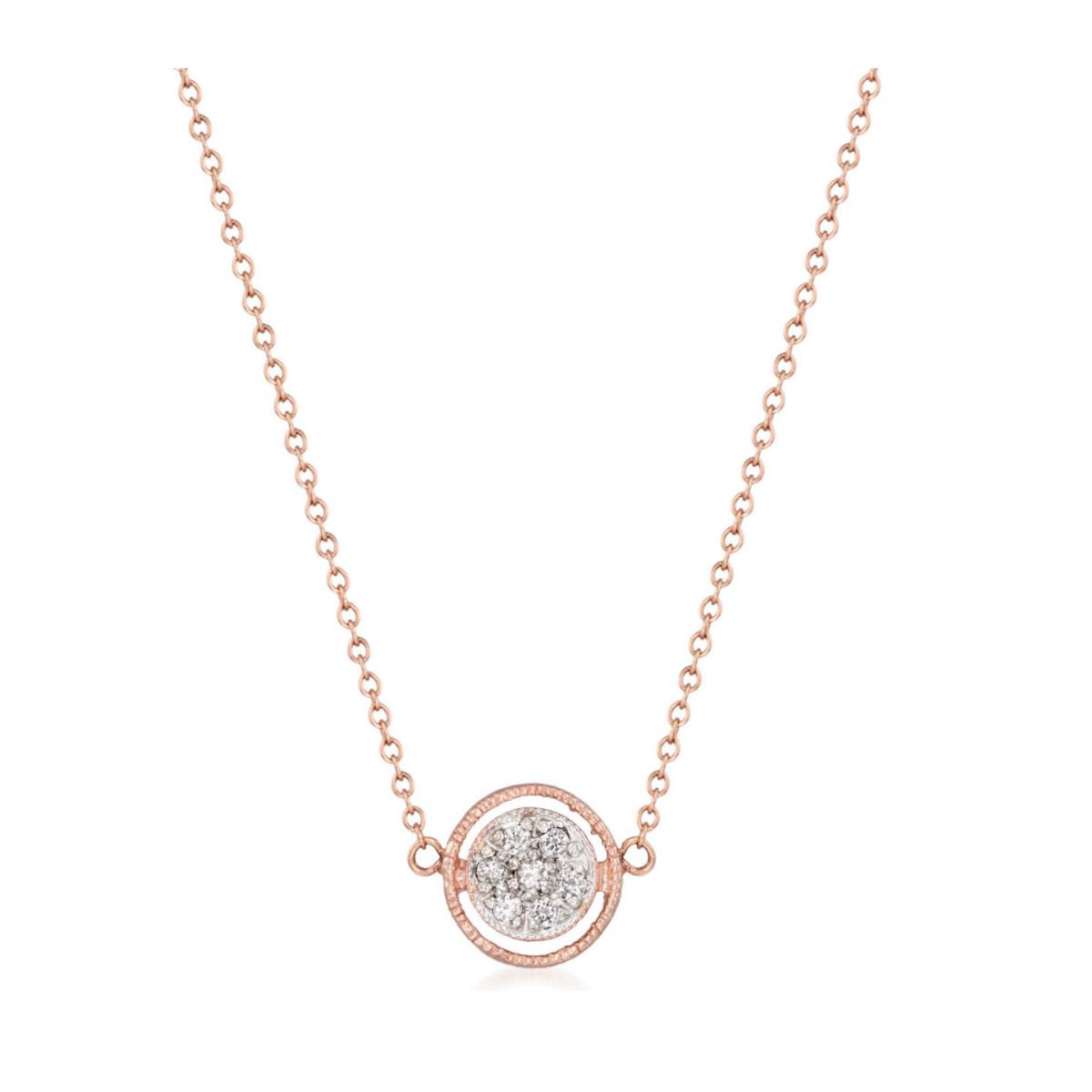 14K Rose Gold Diamond Pave Necklace - Crestwood Jewelers