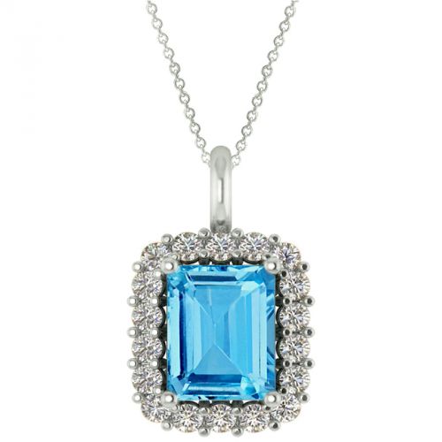 14k Blue Topaz And Diamond Pendant 18" - Crestwood Jewelers
