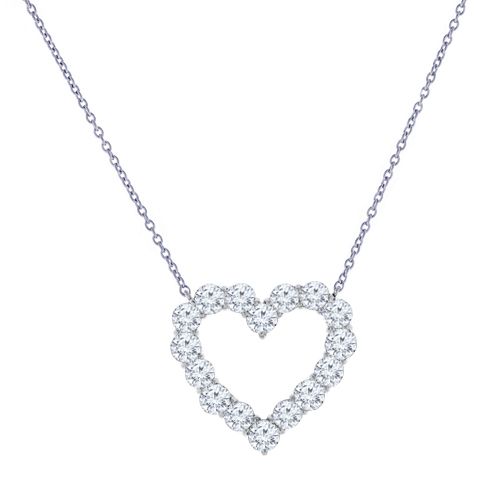 14K 1.00 CTTW Diamond Heart Necklace - Crestwood Jewelers