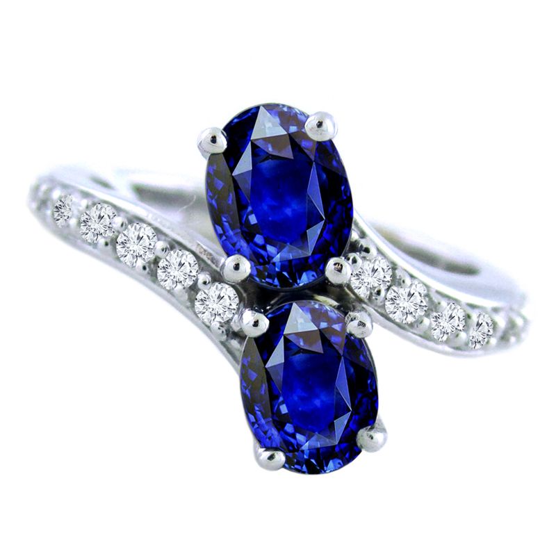14k Diamond And Sapphire Two Stone Ring - Crestwood Jewelers