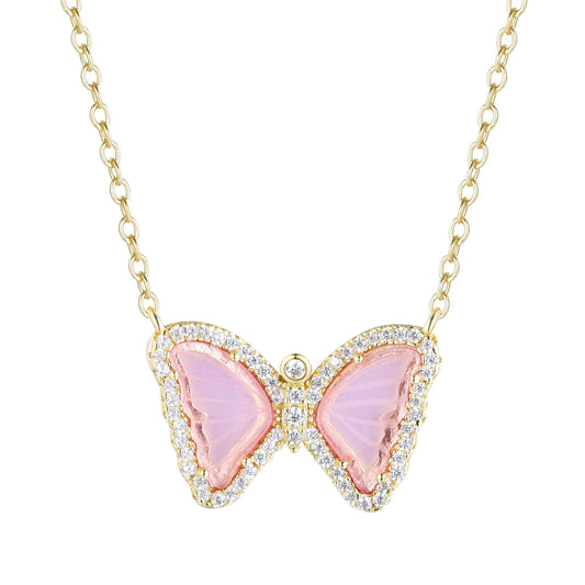 KAMARIA MINI BUTTERFLY NECKLACE IN LIGHT PINK