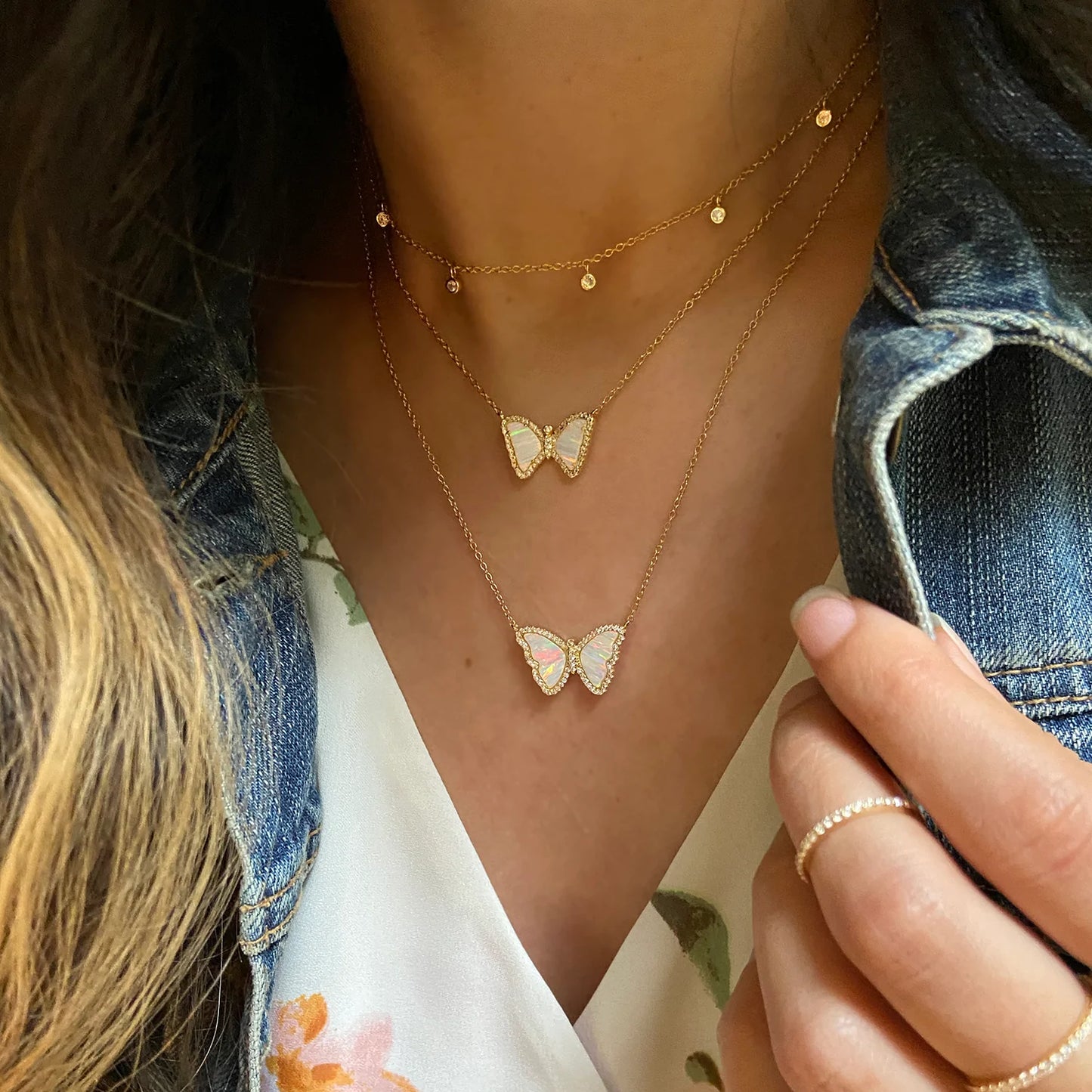 KAMARIA OPAL BUTTERFLY NECKLACE WITH STRIPES