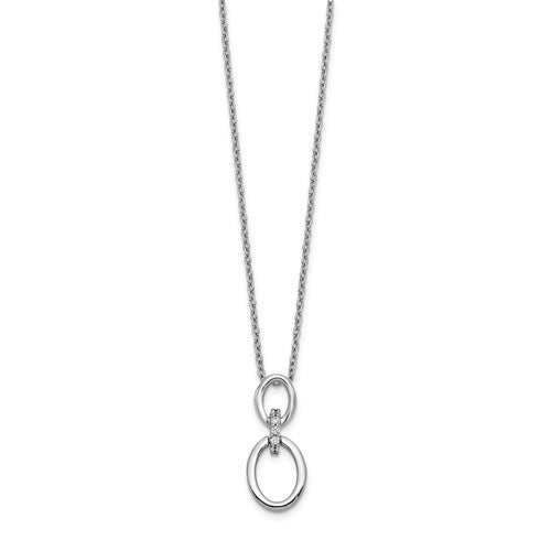 14k White Gold Diamond Oval Necklace - Crestwood Jewelers