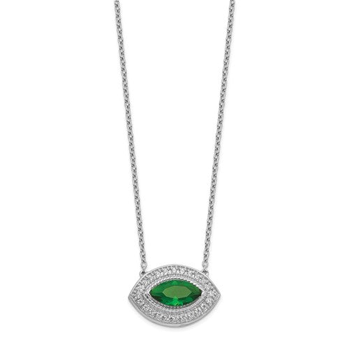 14k White Gold Diamond And Emerald Necklace - Crestwood Jewelers