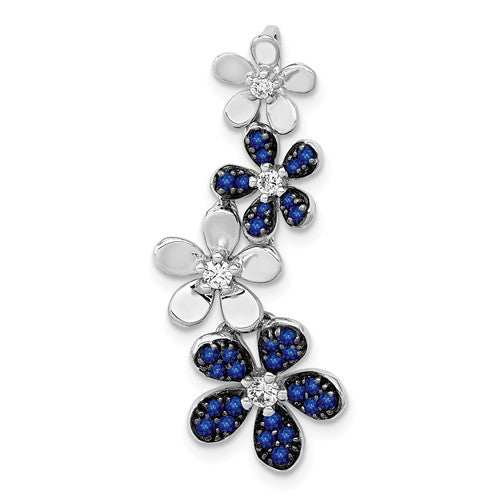 14k White Gold Diamond And Sapphire Pendant - Crestwood Jewelers