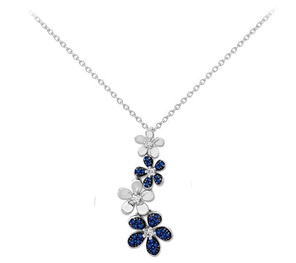 14k White Gold Diamond And Sapphire Pendant - Crestwood Jewelers