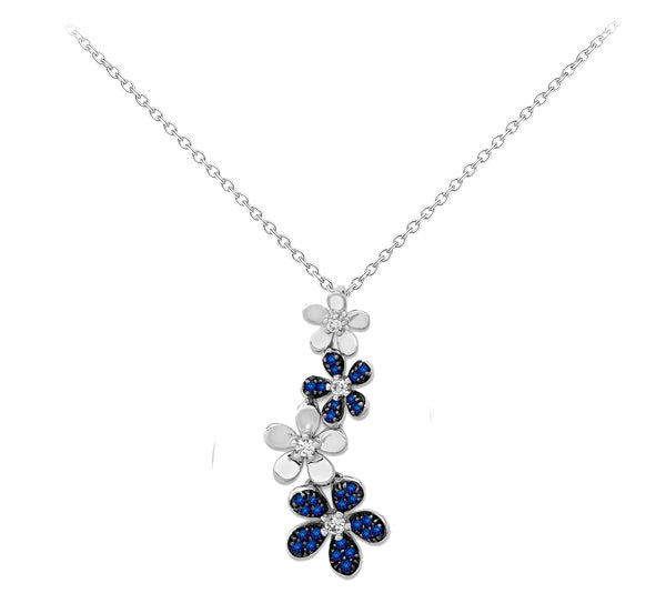 14k White Gold Diamond And Sapphire Pendant - Crestwood Jewelers