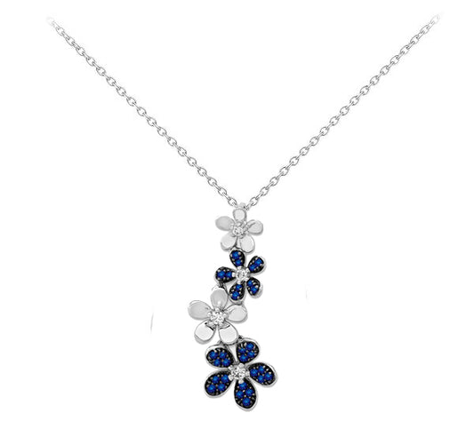 14k White Gold Diamond And Sapphire Pendant - Crestwood Jewelers