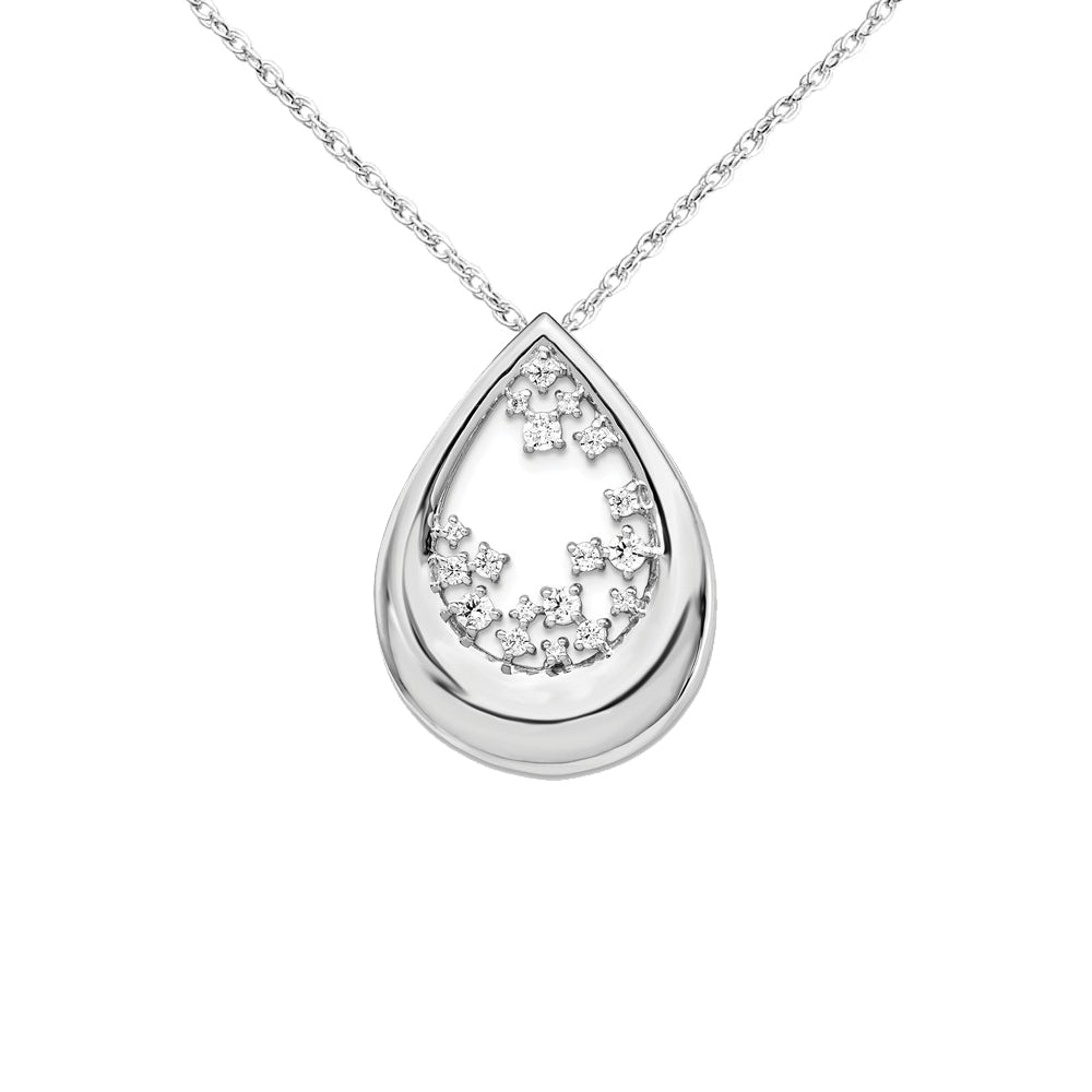 14k White Gold 1/2ct. Diamond Fancy Teardrop Necklace - Crestwood Jewelers