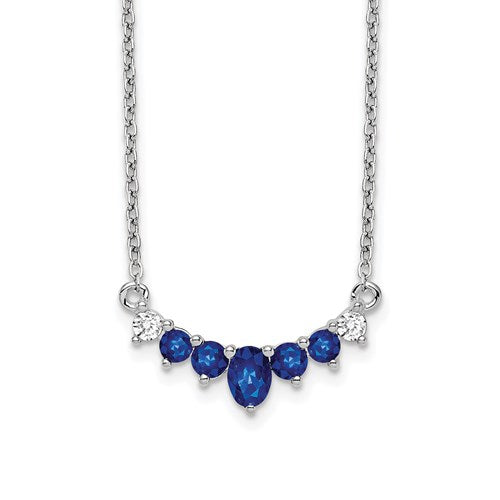 14k White Gold Sapphire and Diamond 18 inch Necklace - Crestwood Jewelers