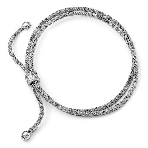 Leslie's Sterling Silver CZ Double Strand Adjustable Bracelet - Crestwood Jewelers
