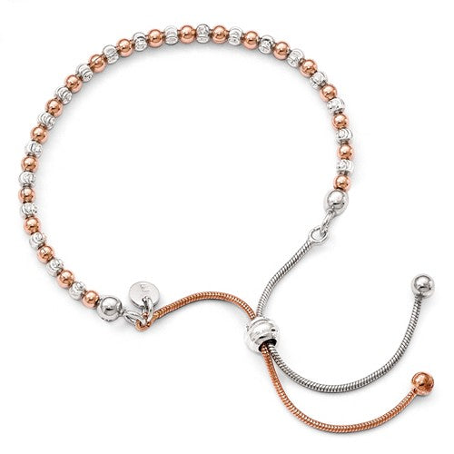 Leslie's Sterling Silver Rose Gold-Plated D/C Adjustable Bracelet - Crestwood Jewelers