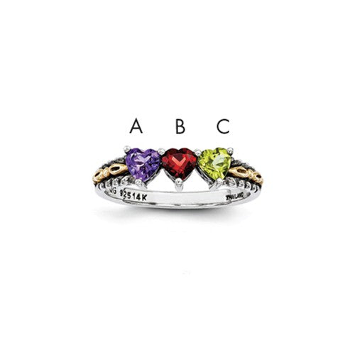 Sterling Silver And 14k Three-Stone Mother's Ring - Crestwood Jewelers