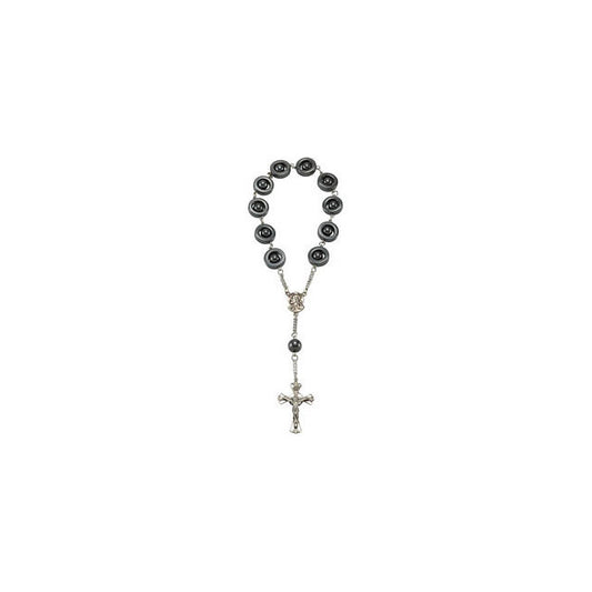 Madonna Meditation Rosary w/ Hematite Beads - Crestwood Jewelers