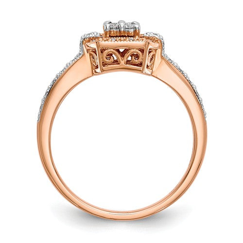 14K Rose Gold Complete Diamond Cluster Engagement Ring - Crestwood Jewelers