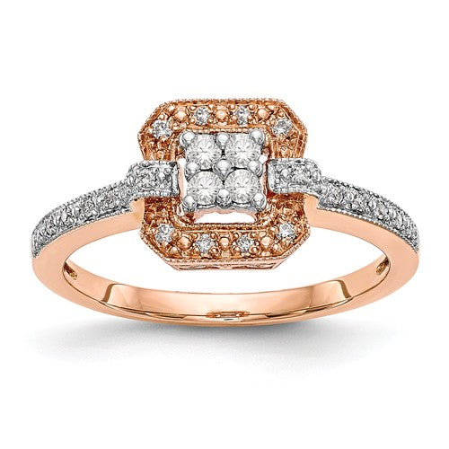 14K Rose Gold Complete Diamond Cluster Engagement Ring - Crestwood Jewelers