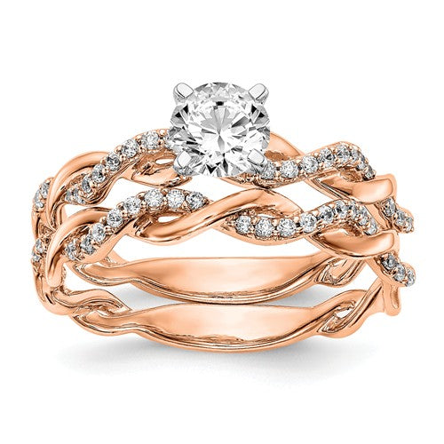 14k Rose Gold Criss-Cross Diamond Engagement Ring 0.61CTTW - Crestwood Jewelers