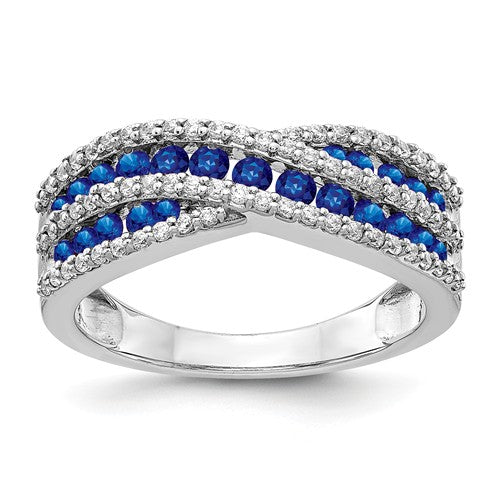 14k White Gold Diamond And Sapphire Fancy Ring - Crestwood Jewelers