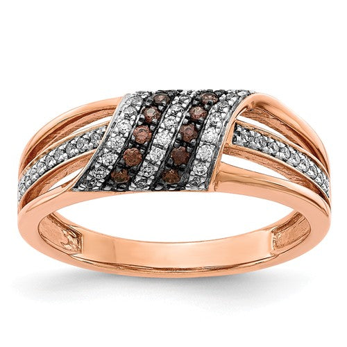 14k Rose Gold White And Champagne Diamond Ring - Crestwood Jewelers
