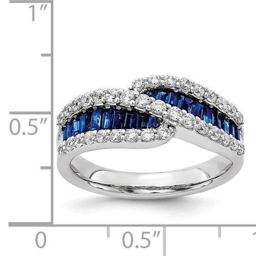 14K White Gold Sapphire Diamond Ring - Crestwood Jewelers