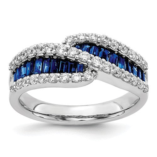 14K White Gold Sapphire Diamond Ring - Crestwood Jewelers