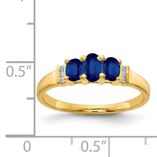 14k Polished Triple Sapphire And Diamond Ring - Crestwood Jewelers