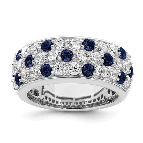 14kw True Origin Lab Grown Diamond VS/SI, D E F, And Blue Sapphire Fashion Ring - Crestwood Jewelers