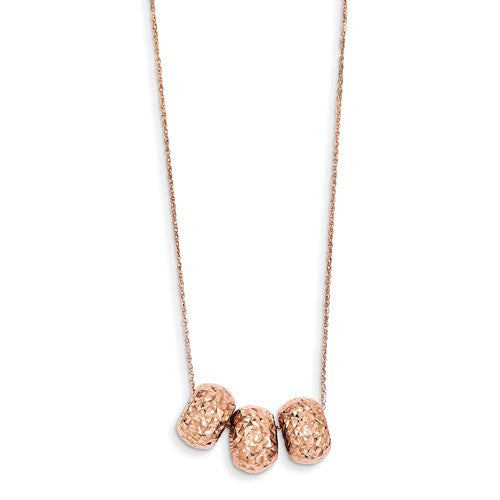14K Rose Gold Ropa Diamond Cut Beads With 2in Ext Necklace - Crestwood Jewelers