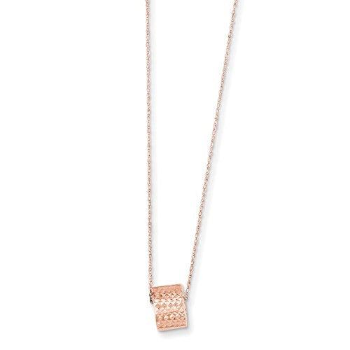14K Rope Chain With Barrel Bead With 2in Extension Necklace - Crestwood Jewelers