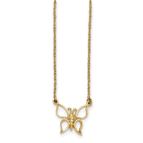 14k Gold Polished Butterfly Necklace - Crestwood Jewelers