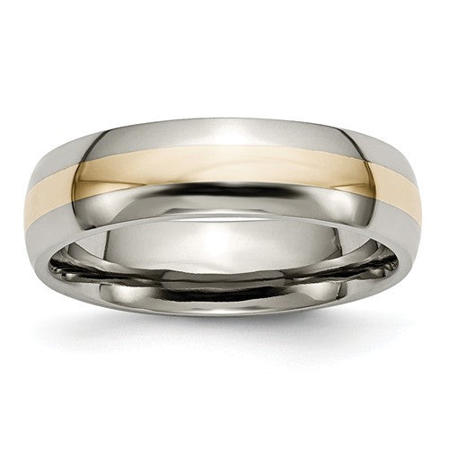 Titanium 14k Yellow Inlay 6mm Polished Band - Crestwood Jewelers
