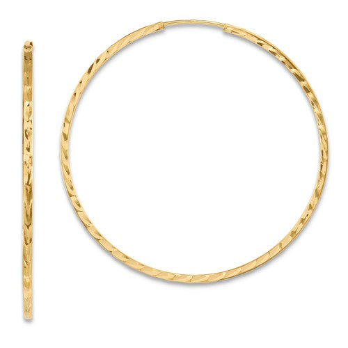 14k Gold Diamond-Cut Square Tube Endless Hoop Earrings - Crestwood Jewelers