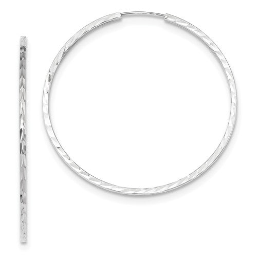 14k Gold Diamond-Cut Square Tube Endless Hoop Earrings - Crestwood Jewelers