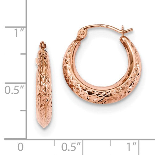 14K Rose Gold Textured Hollow Hoop Earrings - Crestwood Jewelers